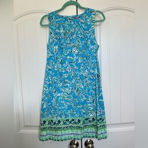 Lilly Pulitzer Mila stretch shift dress in turquoise oasis outta line, size 10